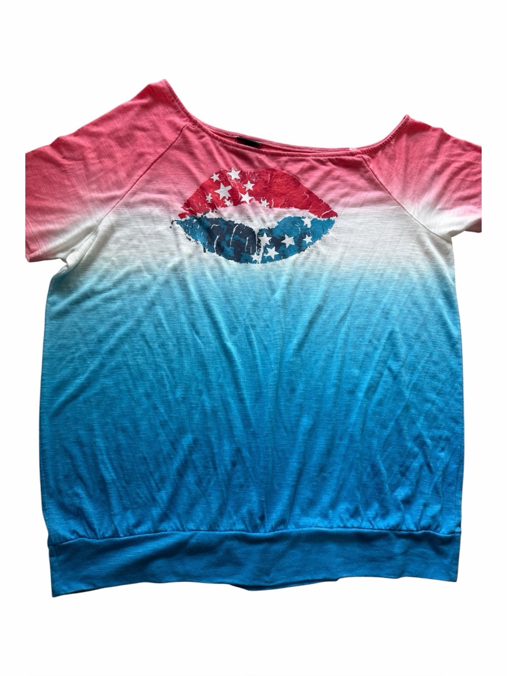 Torrid Women’s Patriotic Lips Graphic Slouchy Short Sleeve T-Shirt Torrid Size 1 - Picture 12 of 15